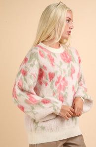 Ivory Cozy Floral Sweater