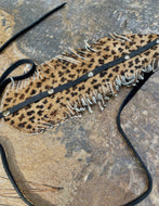 Large Leopard Leather Feather Hatband