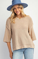 Half Sleeved Sweater in Khaki