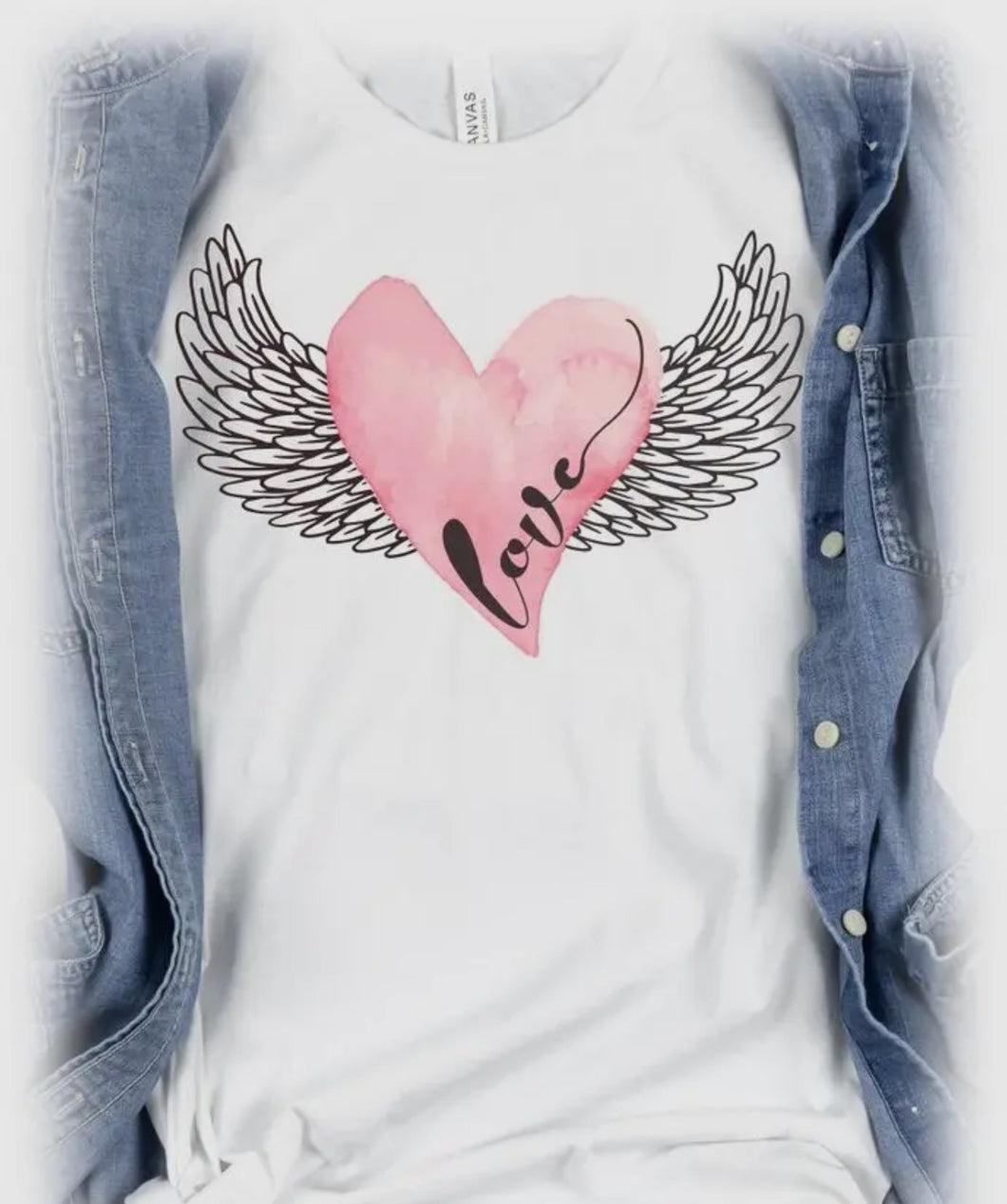 Love Pink Heart wings T-shirt