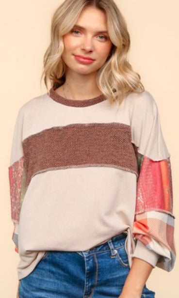 Colorblock and Stripe Knit Top