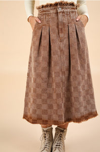 Camel Checked Skirt