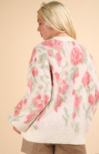 Ivory Cozy Floral Sweater