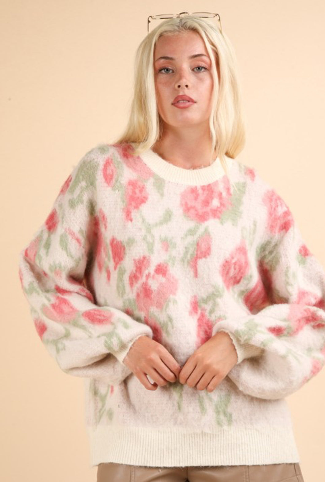 Ivory Cozy Floral Sweater