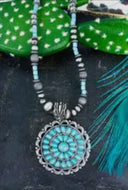 Turquoise Medallion Silver Necklace